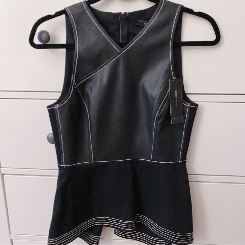 BCBG Black leather top